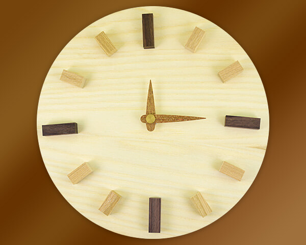 銘木（せん突板）時計盤　丸型制作例